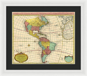 Old Map Of The Americas 1739 - Framed Print