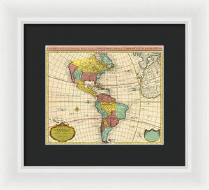 Old Map Of The Americas 1739 - Framed Print