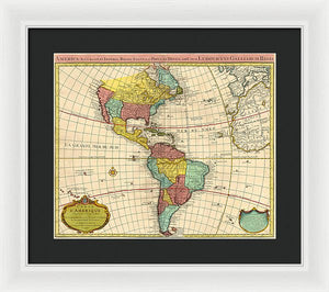 Old Map Of The Americas 1739 - Framed Print