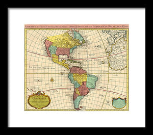 Old Map Of The Americas 1739 - Framed Print