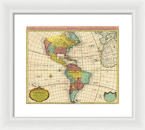 Old Map Of The Americas 1739 - Framed Print