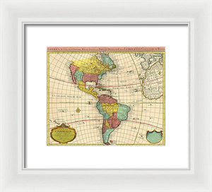 Old Map Of The Americas 1739 - Framed Print