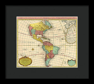 Old Map Of The Americas 1739 - Framed Print