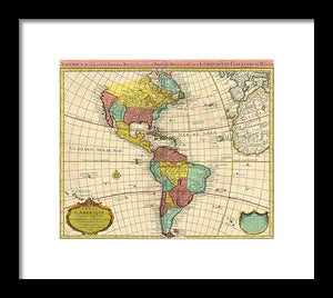 Old Map Of The Americas 1739 - Framed Print