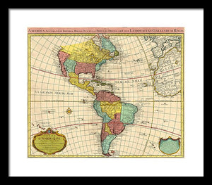 Old Map Of The Americas 1739 - Framed Print