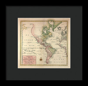 Old Map Of The Americas 1754 - Framed Print