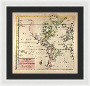 Old Map Of The Americas 1754 - Framed Print