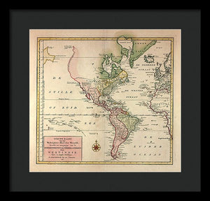 Old Map Of The Americas 1754 - Framed Print