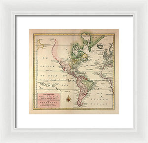 Old Map Of The Americas 1754 - Framed Print