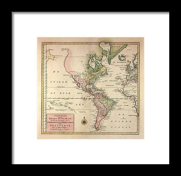 Old Map Of The Americas 1754 - Framed Print