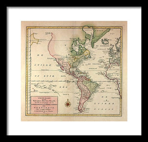 Old Map Of The Americas 1754 - Framed Print