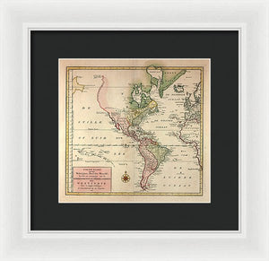 Old Map Of The Americas 1754 - Framed Print