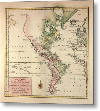 Map Of The Americas 1754 - Metal Print