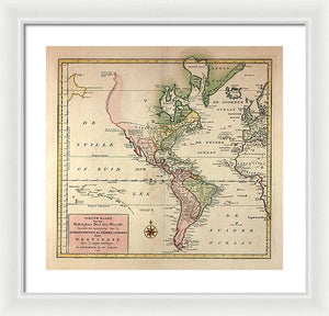 Old Map Of The Americas 1754 - Framed Print