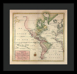 Old Map Of The Americas 1754 - Framed Print