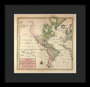 Old Map Of The Americas 1754 - Framed Print