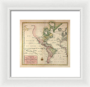 Old Map Of The Americas 1754 - Framed Print