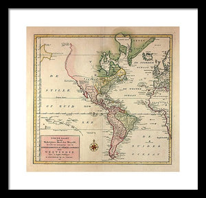 Old Map Of The Americas 1754 - Framed Print