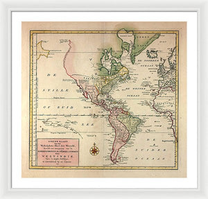 Old Map Of The Americas 1754 - Framed Print