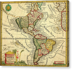 Old Map Of The Americas 1761 - Canvas Print