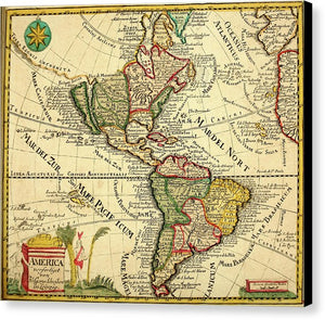 Old Map Of The Americas 1761 - Canvas Print