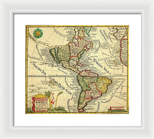 Old Map Of The Americas 1761 - Framed Print