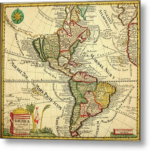 Old Map Of The Americas 1761 - Metal Print