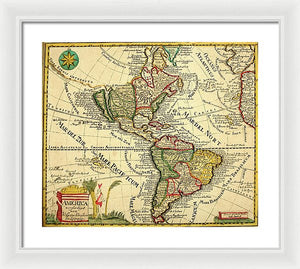 Old Map Of The Americas 1761 - Framed Print