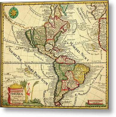 Map Of The Americas 1761 - Metal Print