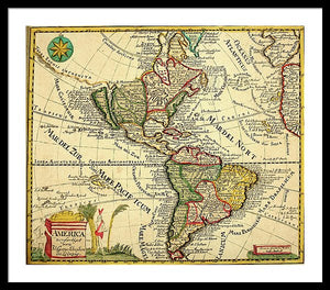 Old Map Of The Americas 1761 - Framed Print