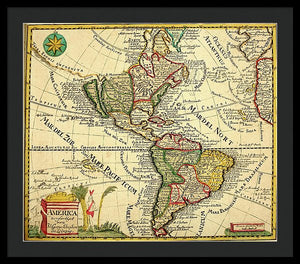 Old Map Of The Americas 1761 - Framed Print