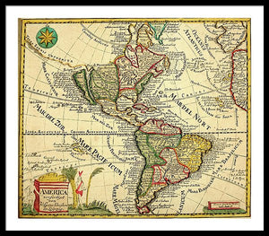 Old Map Of The Americas 1761 - Framed Print