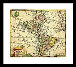 Old Map Of The Americas 1761 - Framed Print