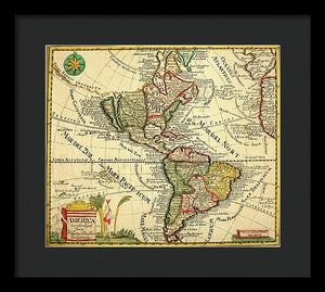 Old Map Of The Americas 1761 - Framed Print