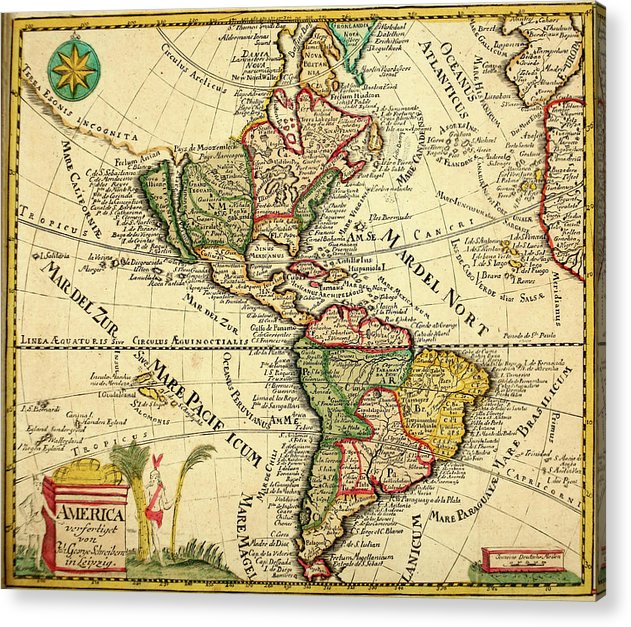 Old Map Of The Americas 1761 - Acrylic Print