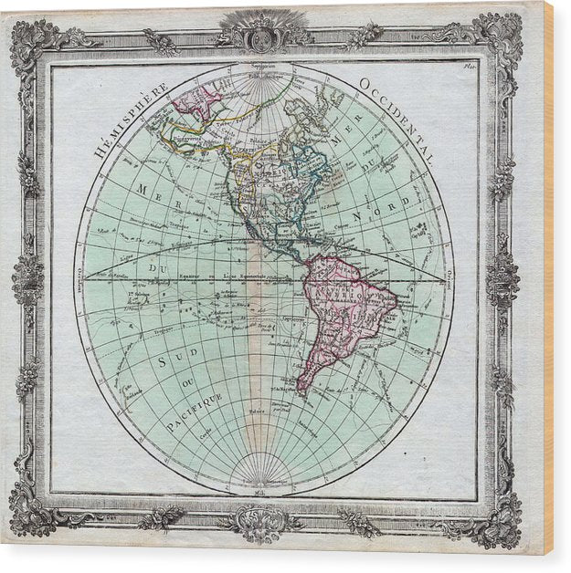 Old Map Of The Americas 1764 - Wood Print