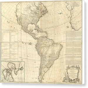 Old Map Of The Americas 1772 - Canvas Print