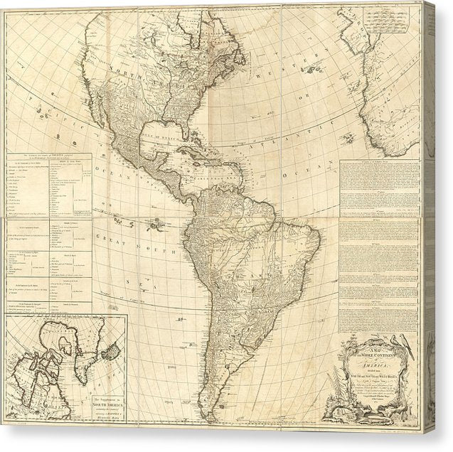 Old Map Of The Americas 1772 - Canvas Print