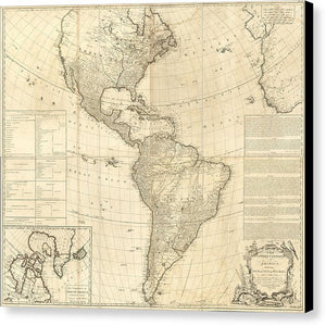 Old Map Of The Americas 1772 - Canvas Print