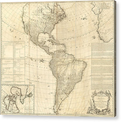 Map Of The Americas 1772 - Acrylic Print