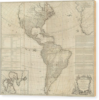 Old Map Of The Americas 1772 - Wood Print