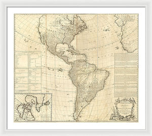 Old Map Of The Americas 1772 - Framed Print