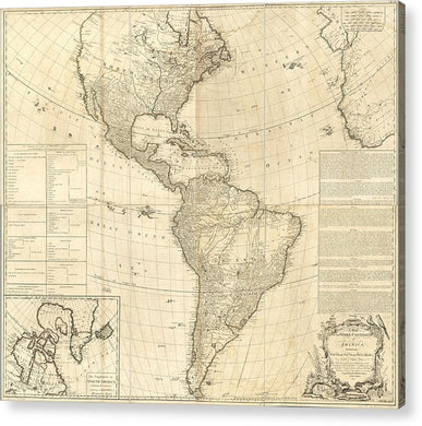 Old Map Of The Americas 1772 - Acrylic Print