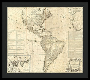 Old Map Of The Americas 1772 - Framed Print