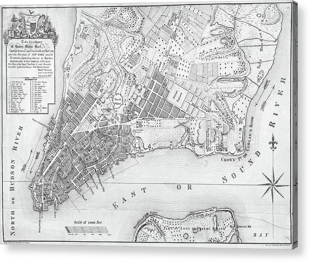 Old Map Of New York City 1767 - Acrylic Print