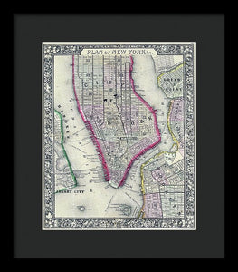 Old Map Of New York City 1860 - Framed Print