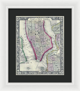 Old Map Of New York City 1860 - Framed Print