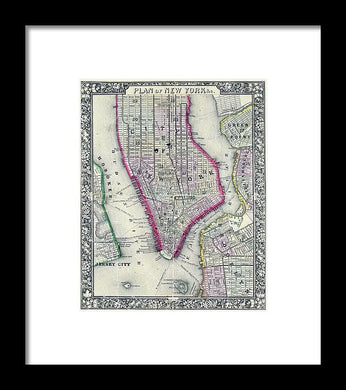 Old Map Of New York City 1860 - Framed Print