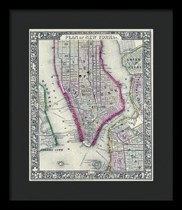 Old Map Of New York City 1860 - Framed Print