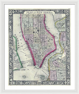 Old Map Of New York City 1860 - Framed Print